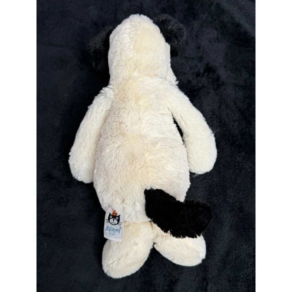 Jellycat Bashful Black White Puppy Dog Plush Stuffed Animal Soft Toy 11in
